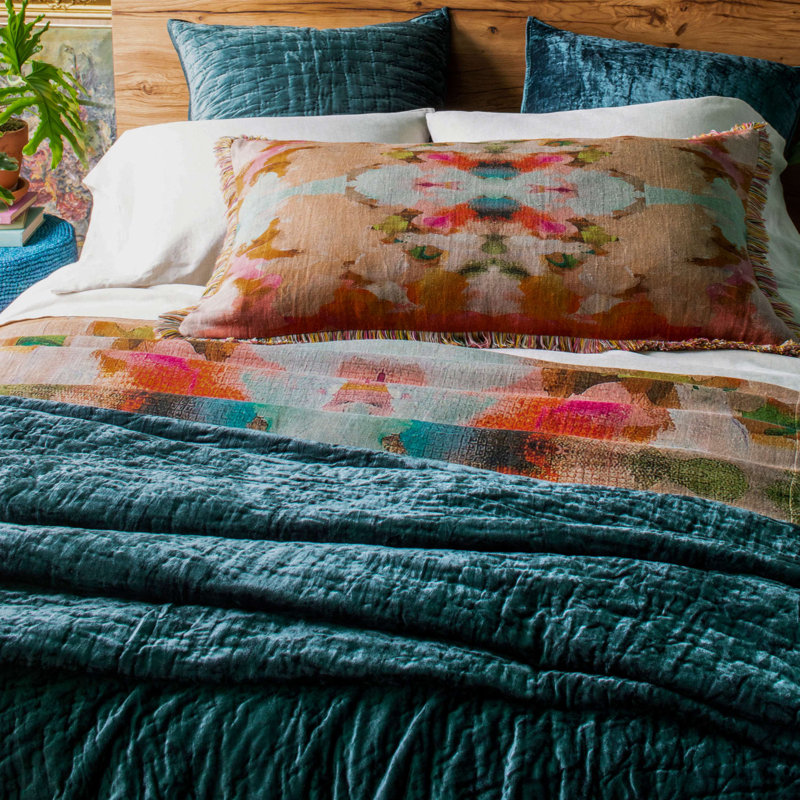 Matte Velvet Juniper Quilt, Juniper, King Quilt