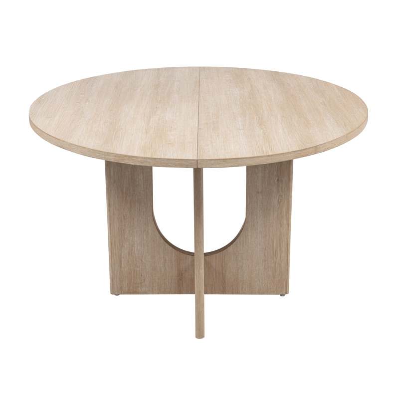 Harrisonburg 47.3"W Round Dining Table with U-shaped Pedestal Base, Light Oak