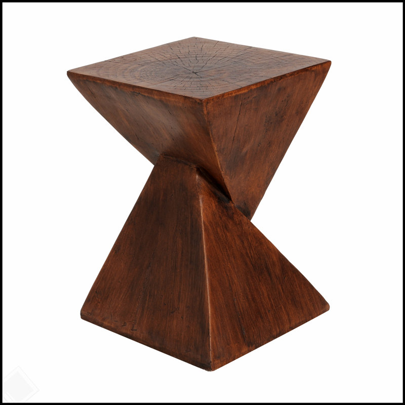 Geometric MGO Side Table with Twisted Hourglass Design, Durable and Versatile for Indoor and Outdoor Use, Brown