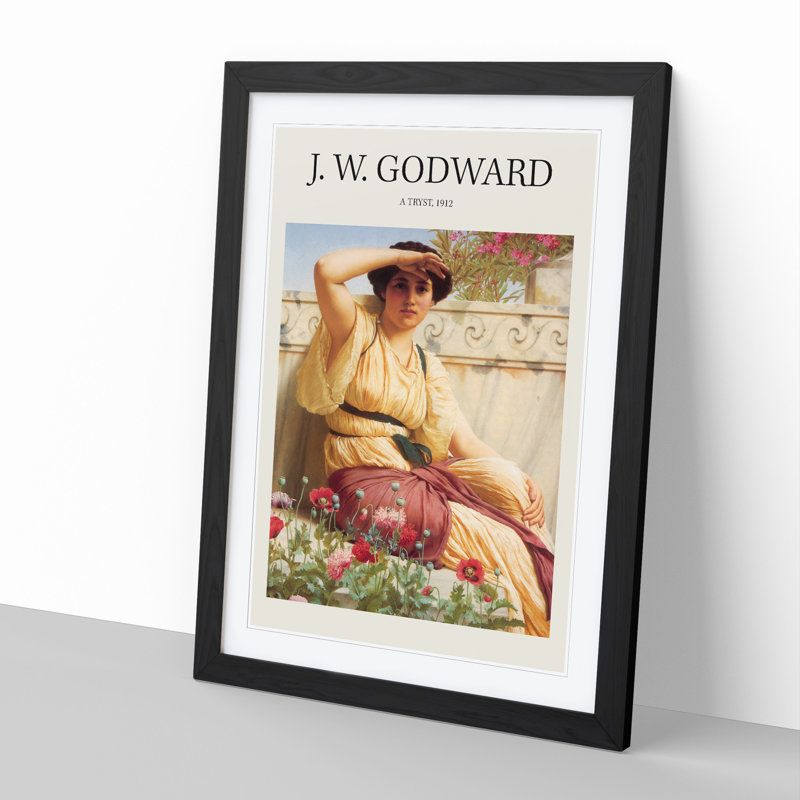 A Tryst by John William Godward - Picture Frame Painting, 65cm H x 48cm W x 2cm D, Black Framed