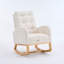 Chaise berçante d'appoint rembourrée à haut dossier avec repose-pieds et poche de rangement pour le salon-128965950