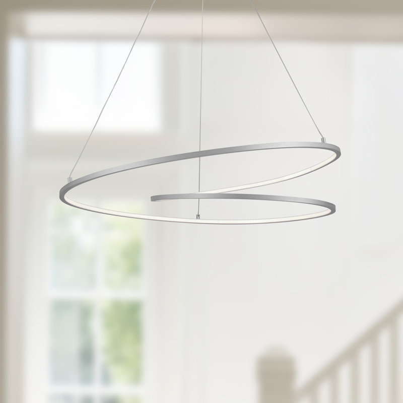 Luminaire suspendu géométrique à DEL Twist, H 129,375 po x l 32 po x P 32 po, Argent antique