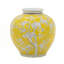 D8,7X9,1 "Vase de fleurs de prunier incurvé large jaune et blanc
