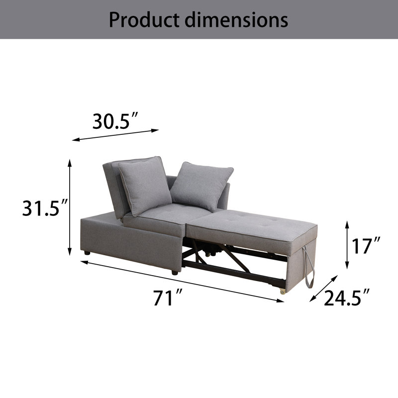Canapé-lit gris convertible | Tissu sans boulochage | Structure en bois massif | Dossier réglable, Gris