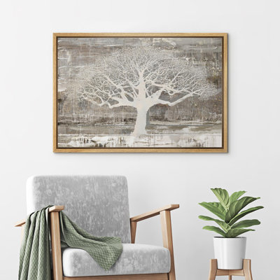 " Grunge White Forest Tree Silhouette "