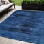 Tapis extérieur lavable floral bleu et gris anthracite 5 pi x 8 pi