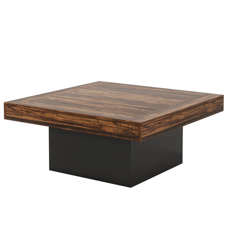 Table basse carrée de style nordique avec base noir mat