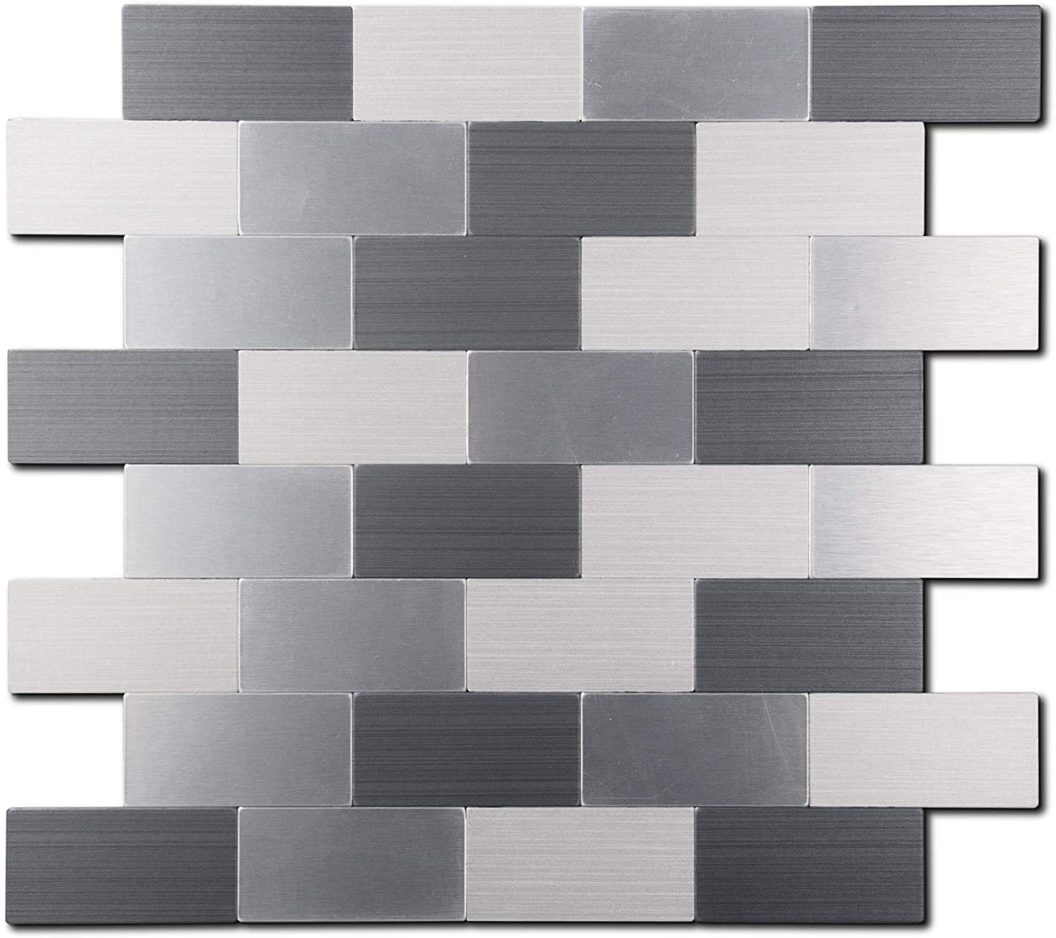 Brushed Stainless Steel Mosaic Backsplash Wall Tile Peel and Stick Genuine  Metal