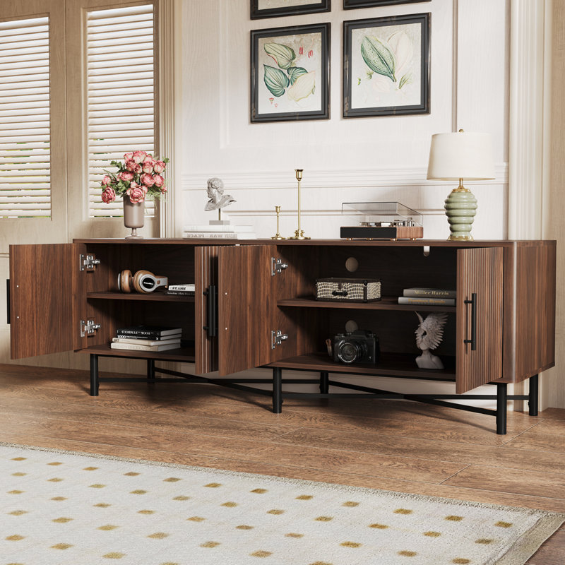4-Door Accent Storage Cabinet with Adjustable Shelves, Chestnut