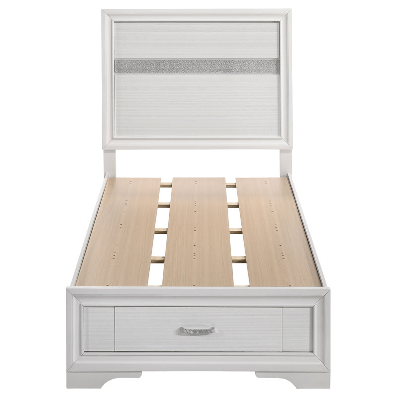 SantaAna 51-inch Wood Twin Storage Panel Bed White, Twin, White