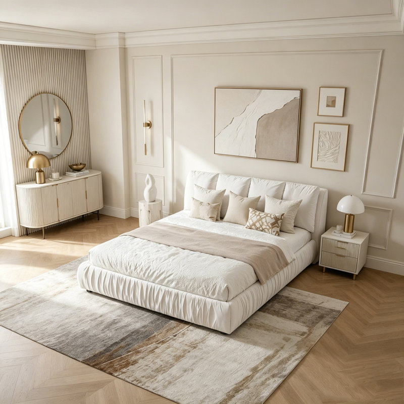 Structure de lit rembourrée, style minimaliste moderne avec tête de lit éponge compressée dodue, velours brillant et support de pieds robuste, matelas non inclus