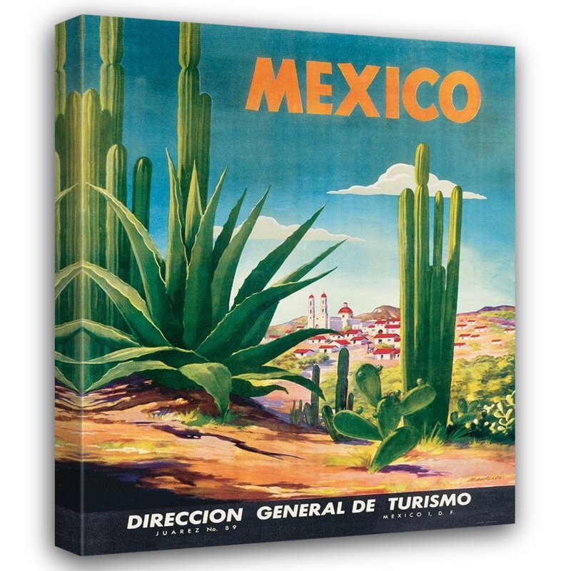 «Bungalow Rose Inconnu», art sur toile tendue sous le titre «Mexico Travel», H 24 po x l 20 po