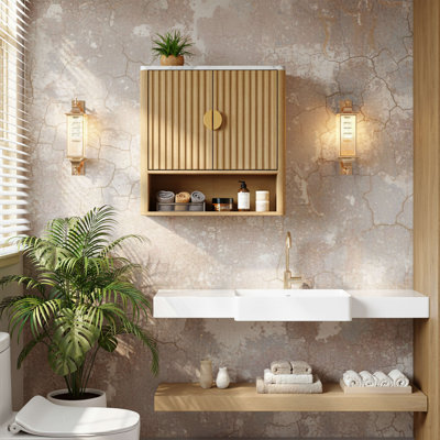 Armoire murale de salle de bain de 22,8 po de largeur avec tablette réglable, armoire à pharmacie, armoire de toilette pour salle de bain