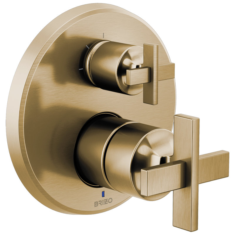 Levoir® Pressure Balance Valve with Integrated 3-Function Diverter Trim, Luxe Gold, Cross