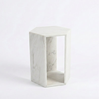 Table d'appoint hexagonale en marbre naturel blanc