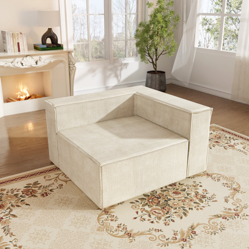 Canapé à compression de 39 po à accoudoir droit sans assemblage requis, Beige