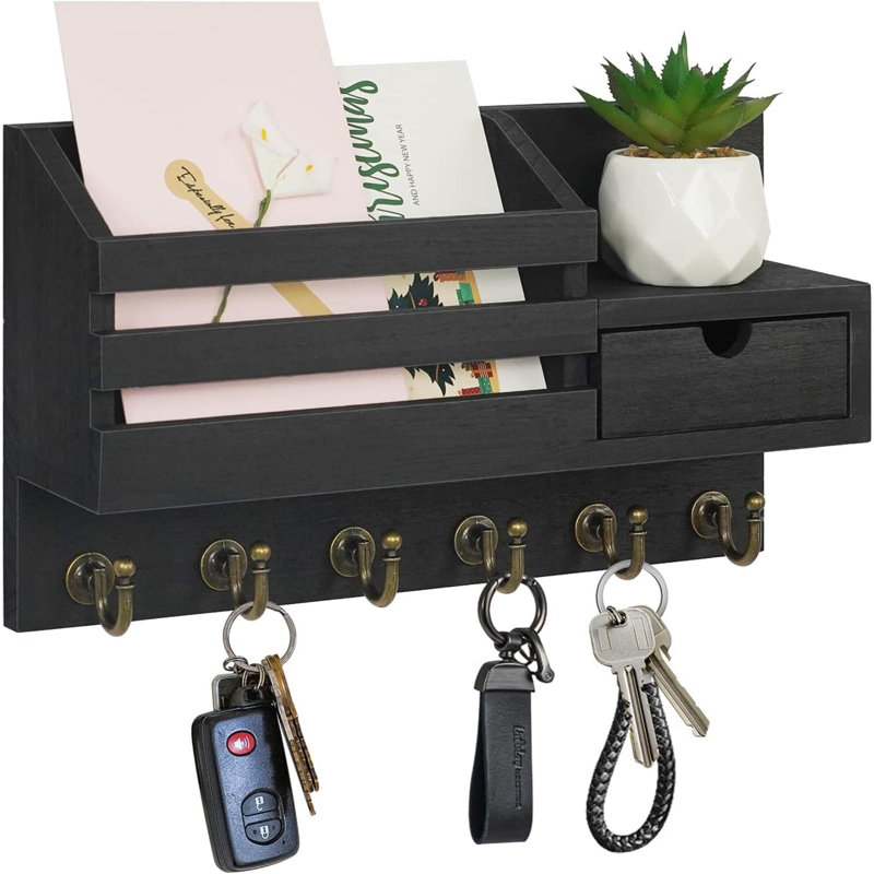 Organisateur mural Nelvina, Noir, H 6,7 po x l 13 po x P 3,5 po