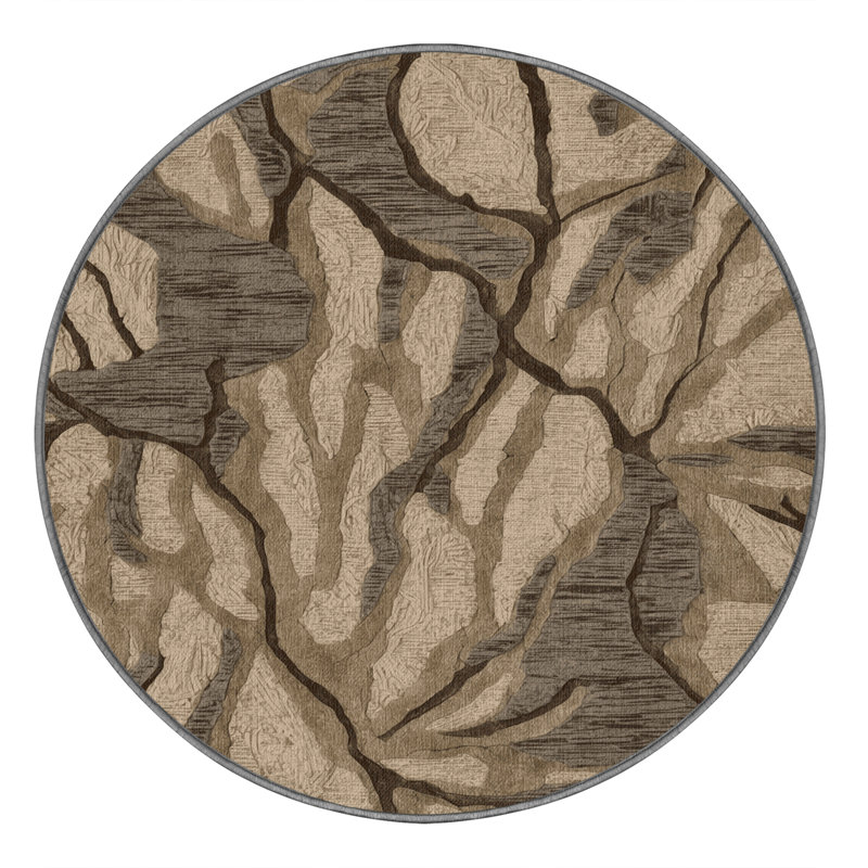 Machine Washable Nature Gray Area Rug, Round 5'