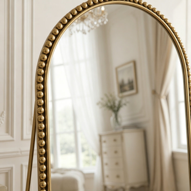 Miroir pleine longueur en fer avec pieds de soutien