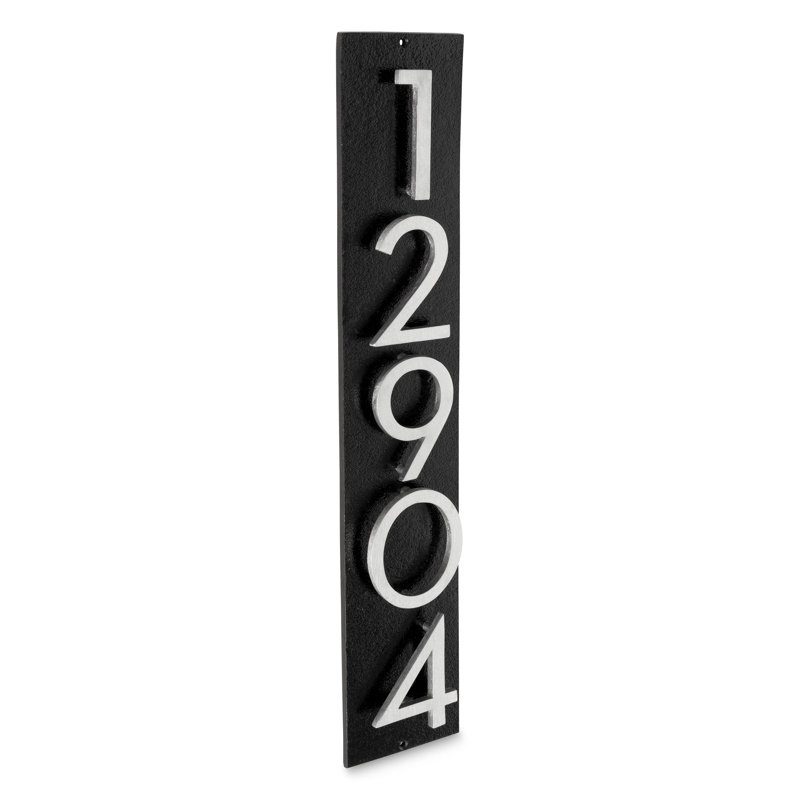 Plaque d'adresse verticale flottante de 6 po, Blanc, Oui