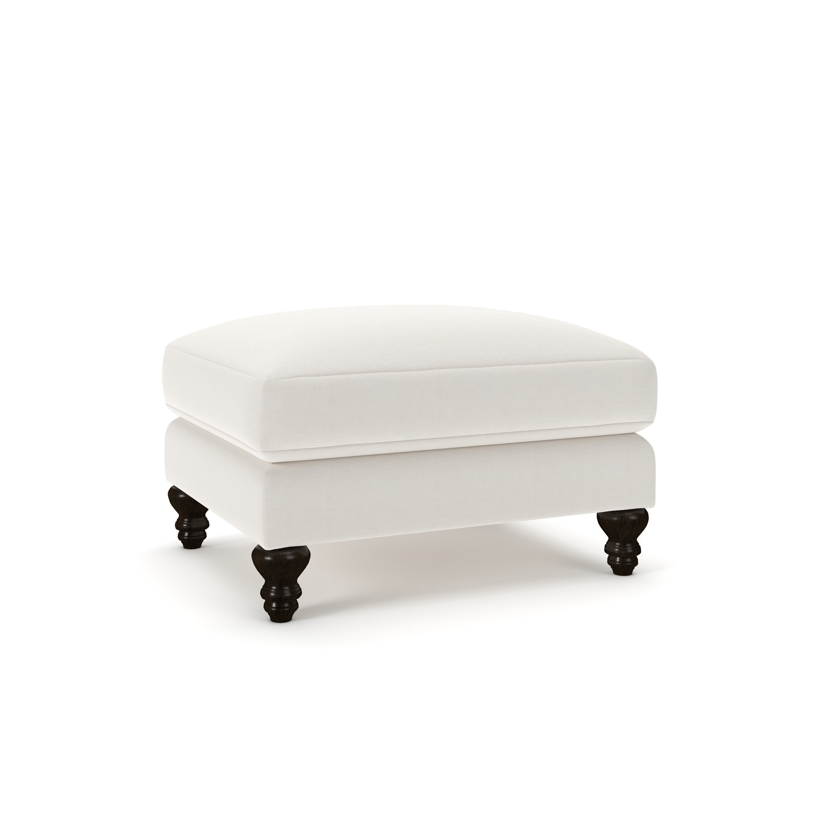 Walters Upholstered Ottoman, Lena Off White Performance Linen Blend