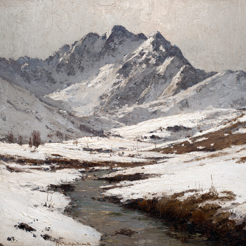 «Alpine Winter Runoff Landscape», art mural sur toile tendue, 40 po x 40 po