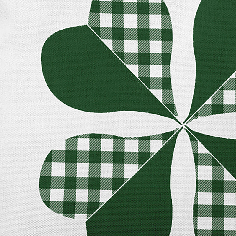 Coussin intérieur / extérieur à carreaux Clover, H 16 po x l 16 po, Carrée, Vert foncé