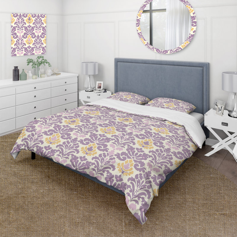 Ensemble de housse de couette Damask Blush, Housse de couette très grand + 2 taies décorativ