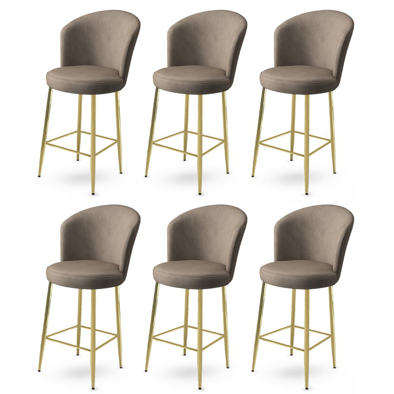 Ensemble de tabourets de bar modernes (6 pièces) - Cappuccino et doré, 18,1 po x 42,1 po x 15,7 po | Structure 100% métal, tissu Babyface, hauteur du dossier 37 cm, hauteur du siège 27,6 po | Conception en mousse durable à dossier 18 en mousse et siège en mousse à 22 carreaux,