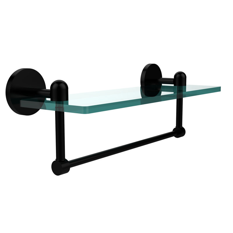 Itzhak Bracket Shelf with Towel Bar, 16", Matte Black