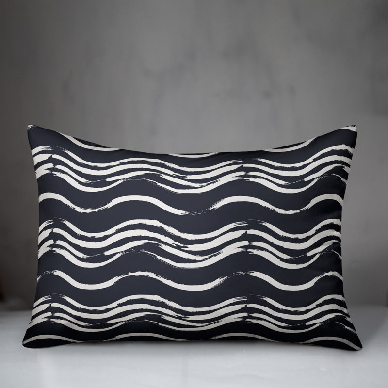 Coussin extérieur Black Waves, H 18 po x l 25 po, Bleu marine