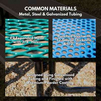 COATEDOUTDOORFURNITURE 8Ft Rect Picnic Table, Expanded, Light Blue