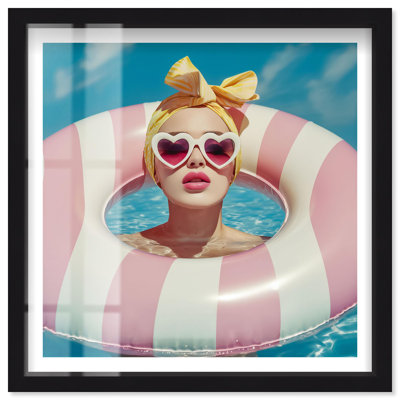 Poolside Pop Star II Shadowbox Print Coastal Glam Art by Notoriart, Black Frame, 20 x 20