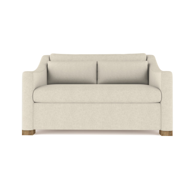 Crosby Slope Arm Loveseat, Box Weave Linen Oyster, 32.5" H x 60" W x 38" D, Ebony