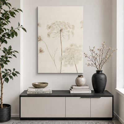 Delicate Queen Anne's Lace Botanical Artwork, Bedroom Pictures, Framed Canvas Giclee Print Wall Art