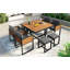 Ensemble repas de patio en bois d'acacia 9 pièces GO-728648006