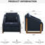 Fauteuil en chenille bleu moderne, siège rembourré et structure latérale en bois pour la maison rembourrée de mousse rembourrée avec des espaces de vie-1654722265