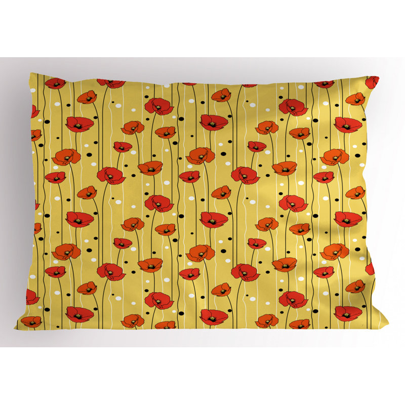 Dots Polyester Floral Sham Set, Twin