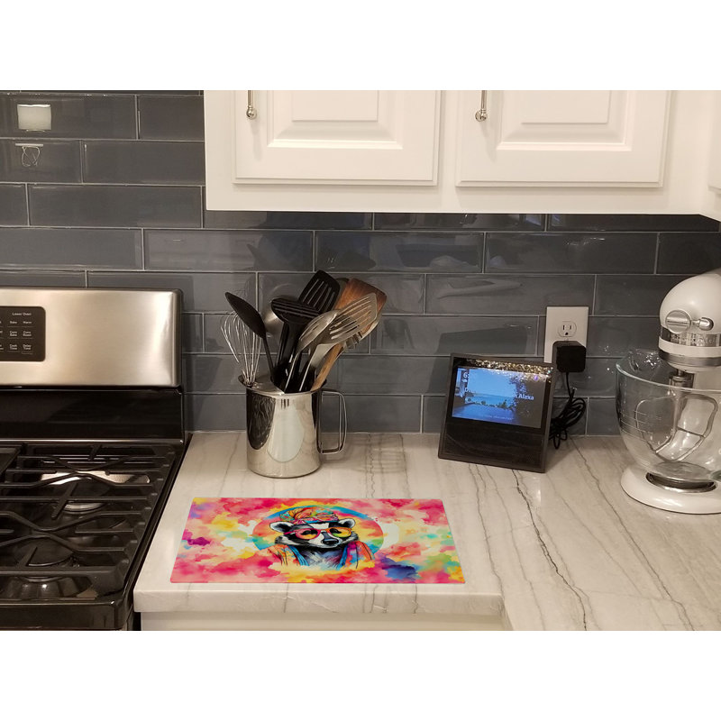 Hippie Animal Badger Glass Cutting Board