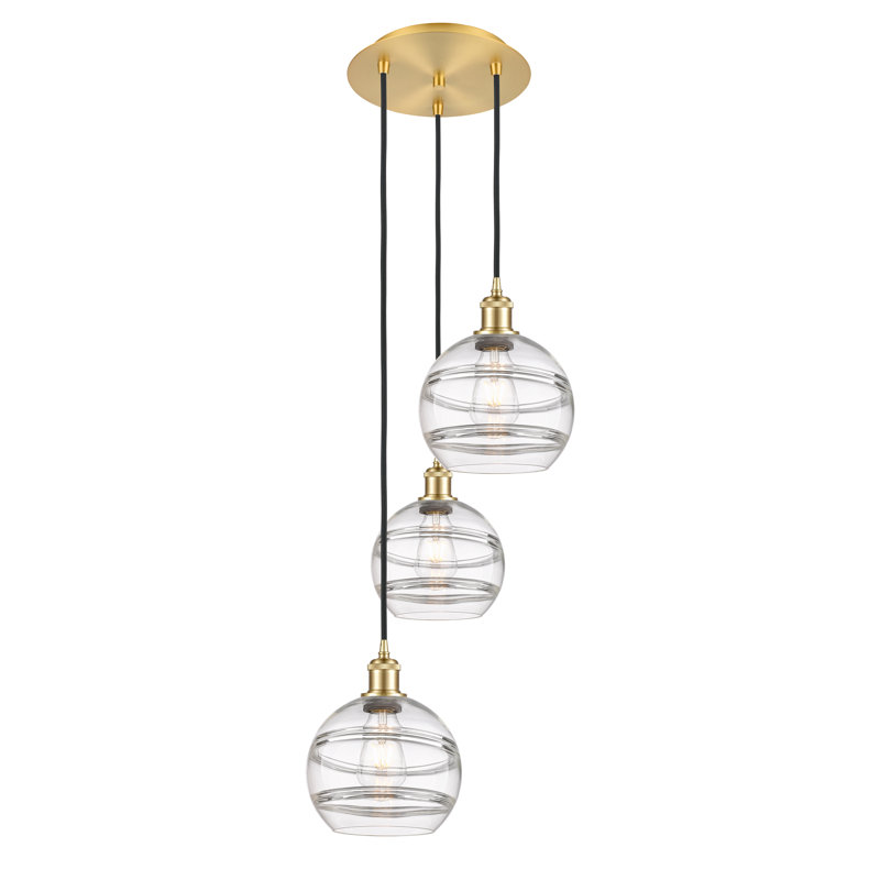 Luminaire suspendu en grappe à 3 lumières Chartoff, H 30,38 po x l 14,5 po x P 14,5 po, Transparent, Chrome poli