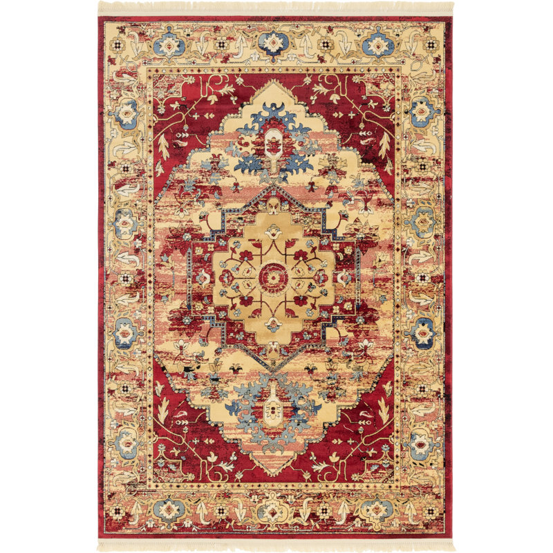 Tapis oriental rouge Angeliya, Rectangle 3 pi 3 po x 5 pi 3 po