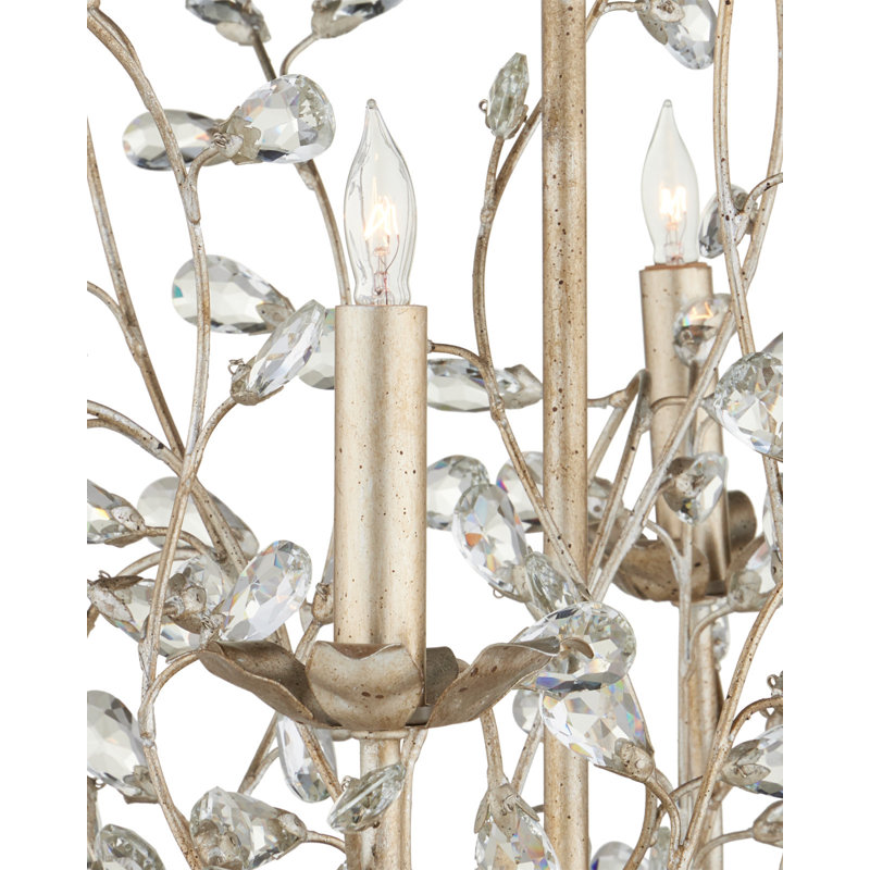 Crystal Bud 6 - Light Chandelier, Silver Granello