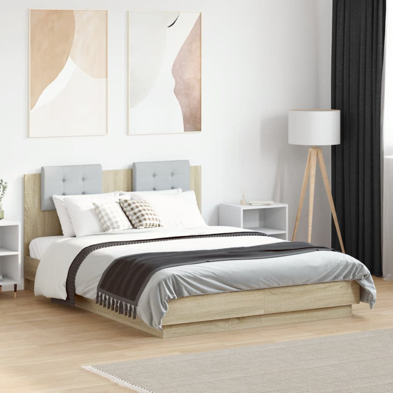 Vandewa Bed, Sonoma Oak, UK Small Double - 120 x 190 cm