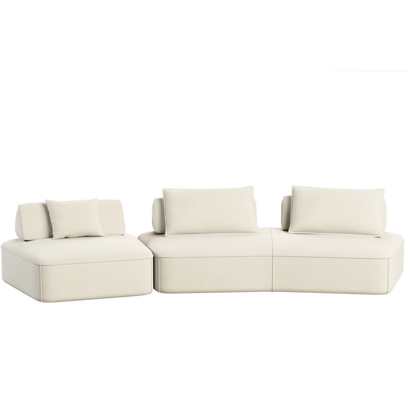 Modulaire surdimensionné de luxe moderne surdimensionné de 139 po avec dossiers amovibles, coussins moelleux et aucun assemblage requis en beige, chenille moelleuse et siège profond pour le salon