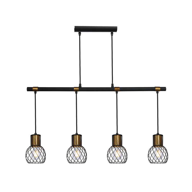 Perera 4 - Light Kitchen Island Pendant, Black/Gold