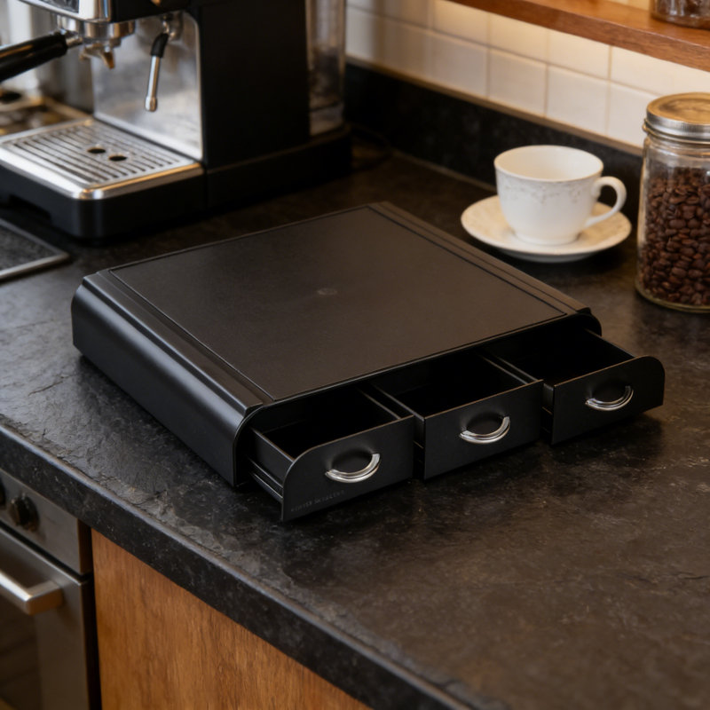 Single Serve Coffee Pod Organizer With 3 Drawers, 36-Capacity Under Coffee Maker Storage, Space-Saving Countertop Drawer System For K-Cups