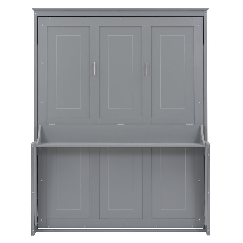 Grand lit escamotable avec tablette, Gris