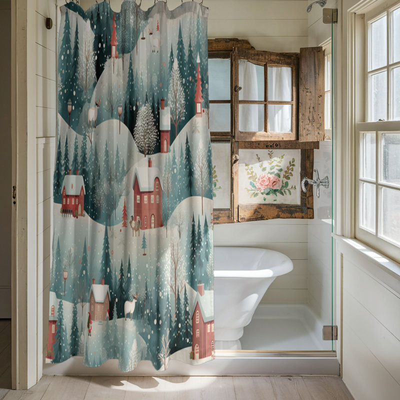 Noel Village - Rideau de douche Premium, H 74 po x l 71 po