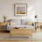 Deletha Rattan Side Table with USB Charging, Nightstand with LED Light & Storage, Bedside Table with Open Shelf