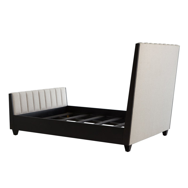 Channel Upholstered Bed, King, Light Gray